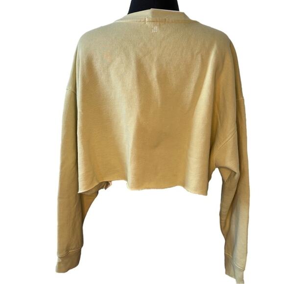 WeWoreWhat Cropped Crewneck Activewear Sweatshirt Raw Hem Zwy Hay Yellow Size L - Picture 3 of 11